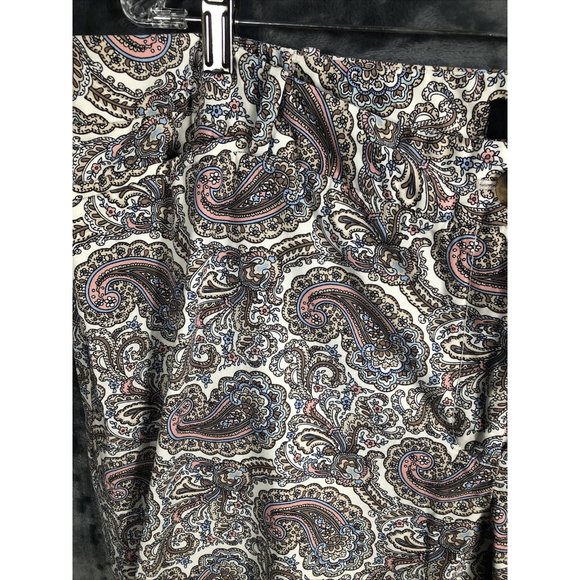 Talbots The Perfect Crop Women's Beige Multi Paisley Cotton Stretch Pants SZ-22 - Picture 4 of 16